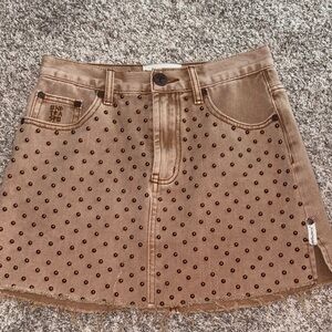 One Teaspoon Brown Studded Mini Skirt
